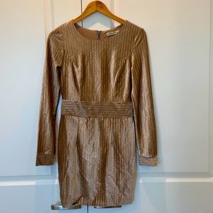 Velvet long sleeve mini dress, Rose/champagne colored